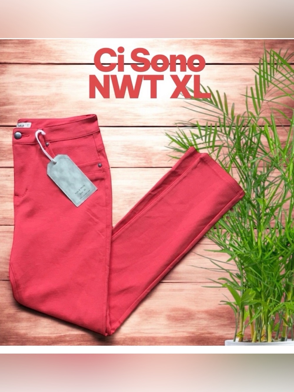 NWT~ Body Sculpturing leggings by Ci Sono Vibrant Coral XL has Pockets